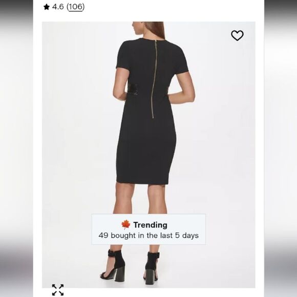 NWOT! Calvin Klein Black Solid Faux-Leather Tie-Waist Sheath Dress-Sz 8 - Picture 2 of 14